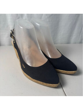 Women's Viscata Palomera Espadrille Wedge Sandals Size EU 37/US 6.5 Black Beige